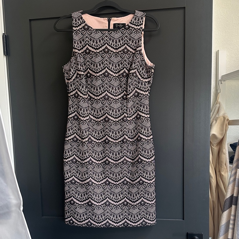 Jessica Simpson Black and Pink Patterned Mini Dress